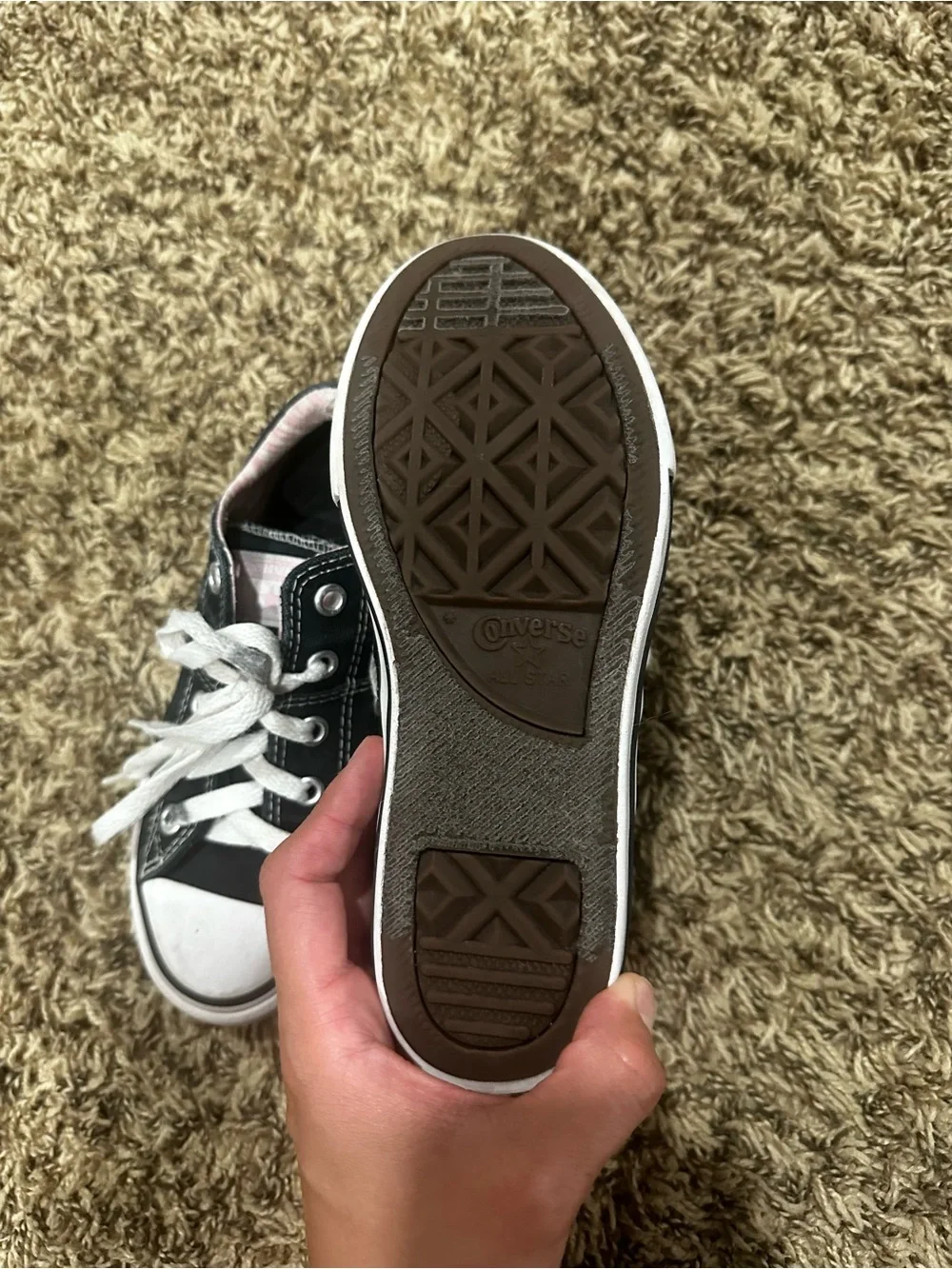 Girl Black Canvas Sneakers with Pink Lining - Classic Lace-Up